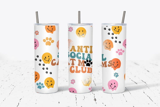 Anti Social Cat Moms Club 20oz Stainless Steel Tumbler