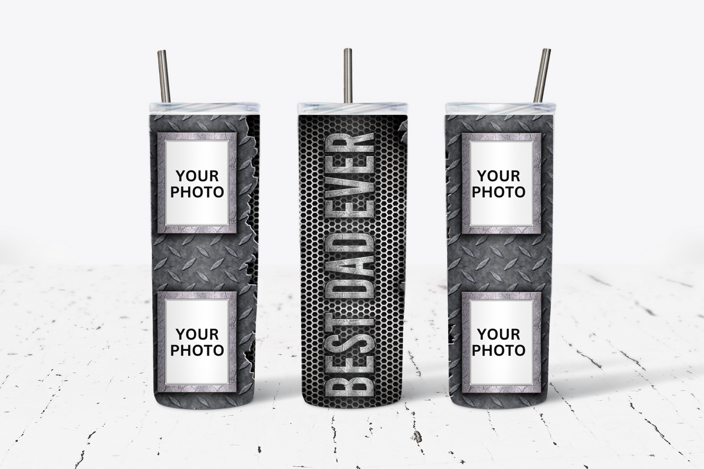 *CUSTOM* Best Dad Ever 4 Photo 20oz Tumbler