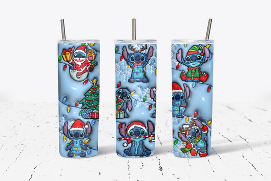 Blue Alien Christmas 20oz Tumbler