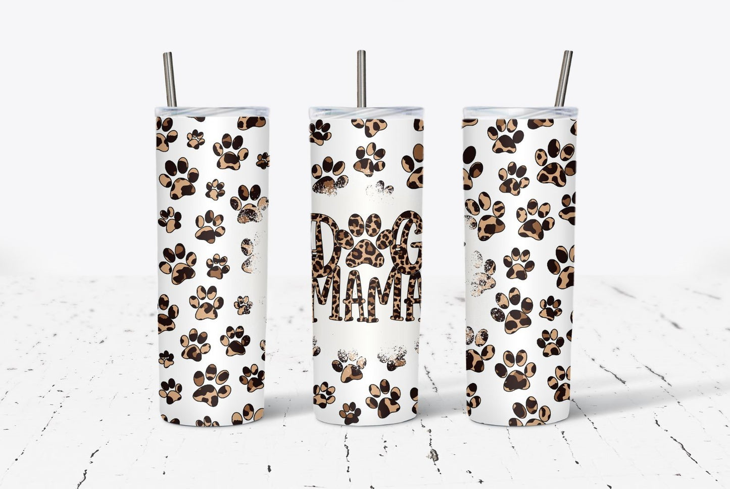 Dog Mama Leopard 20oz Stainless Steel Tumbler