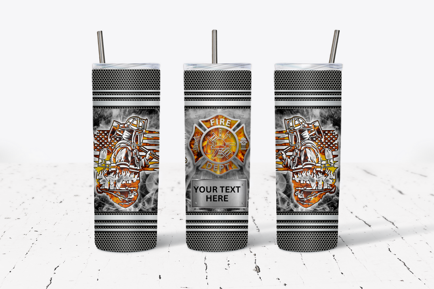 CUSTOM Fire Dept Steel 20oz Tumbler