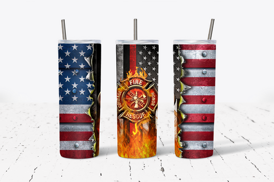 Fire Rescue Flag 20oz Tumbler