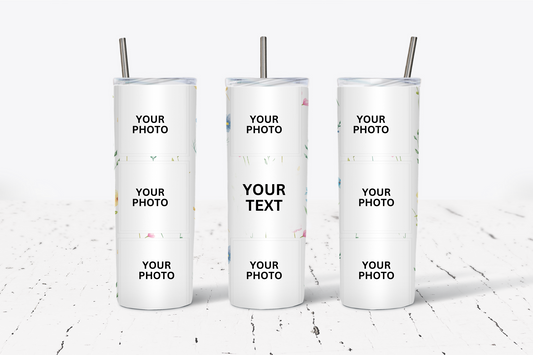 *CUSTOM* Floral 8 Photo Collage 20oz Tumbler