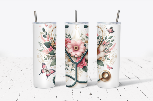 Floral Stethescope 20oz Tumbler