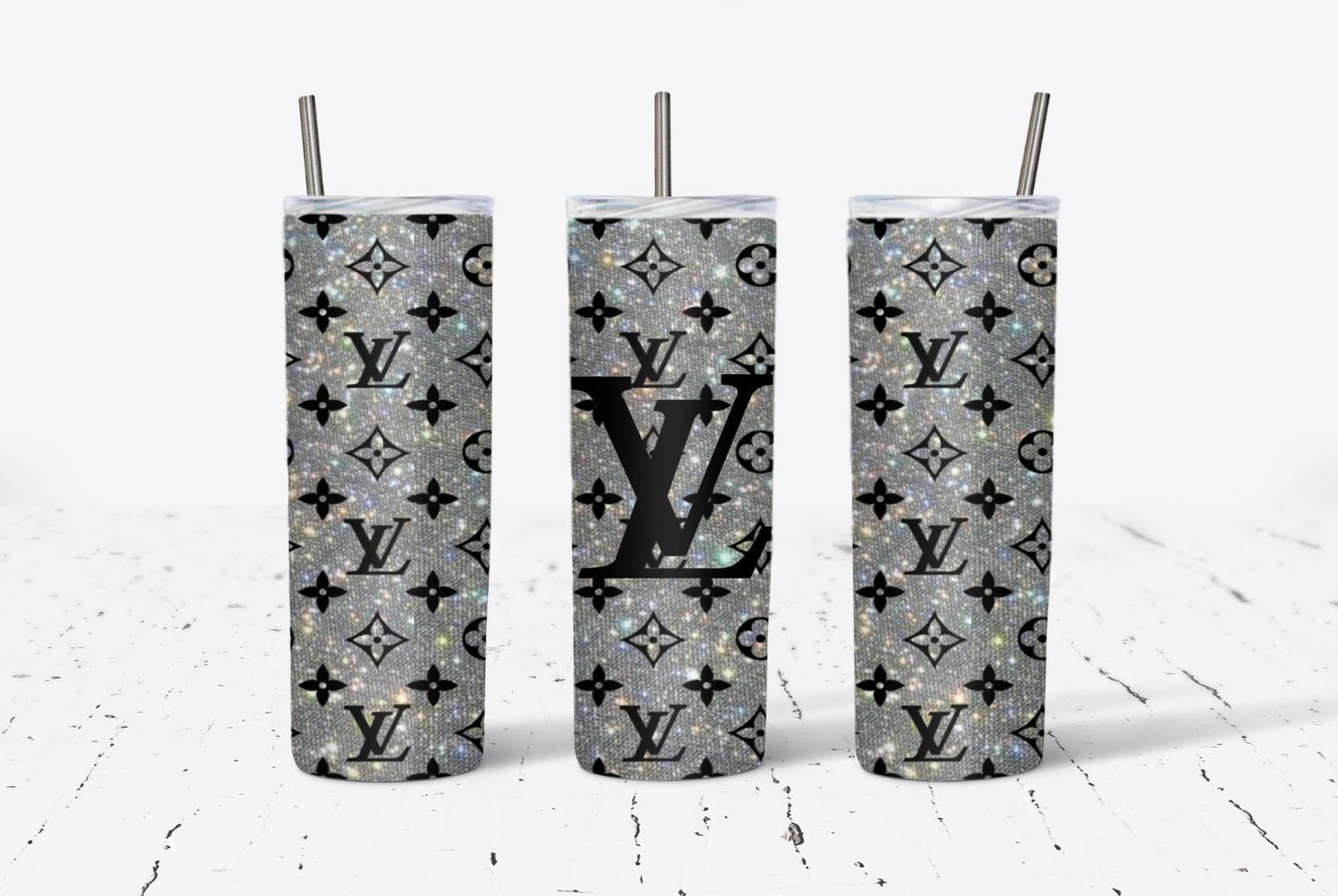 LV Silver Glitter 20oz Tumbler