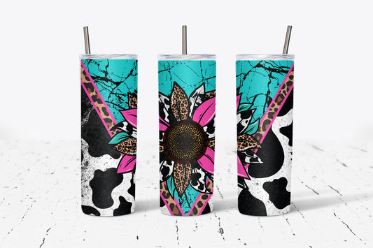 Leopard Cow Sunflower 20oz Tumbler