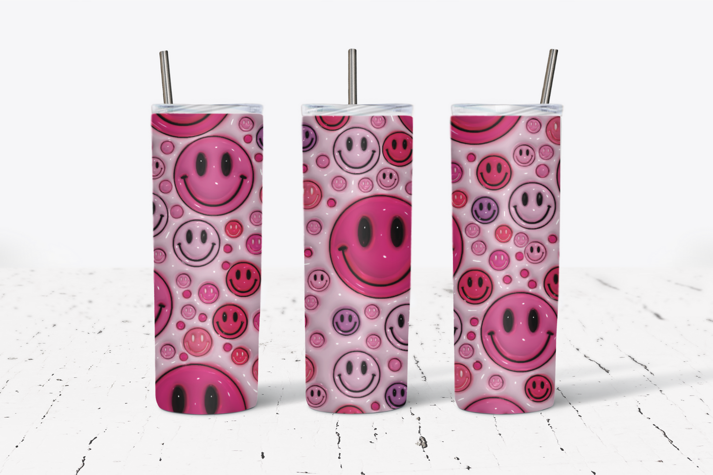 Multi Pink Smileys 20oz Tumbler