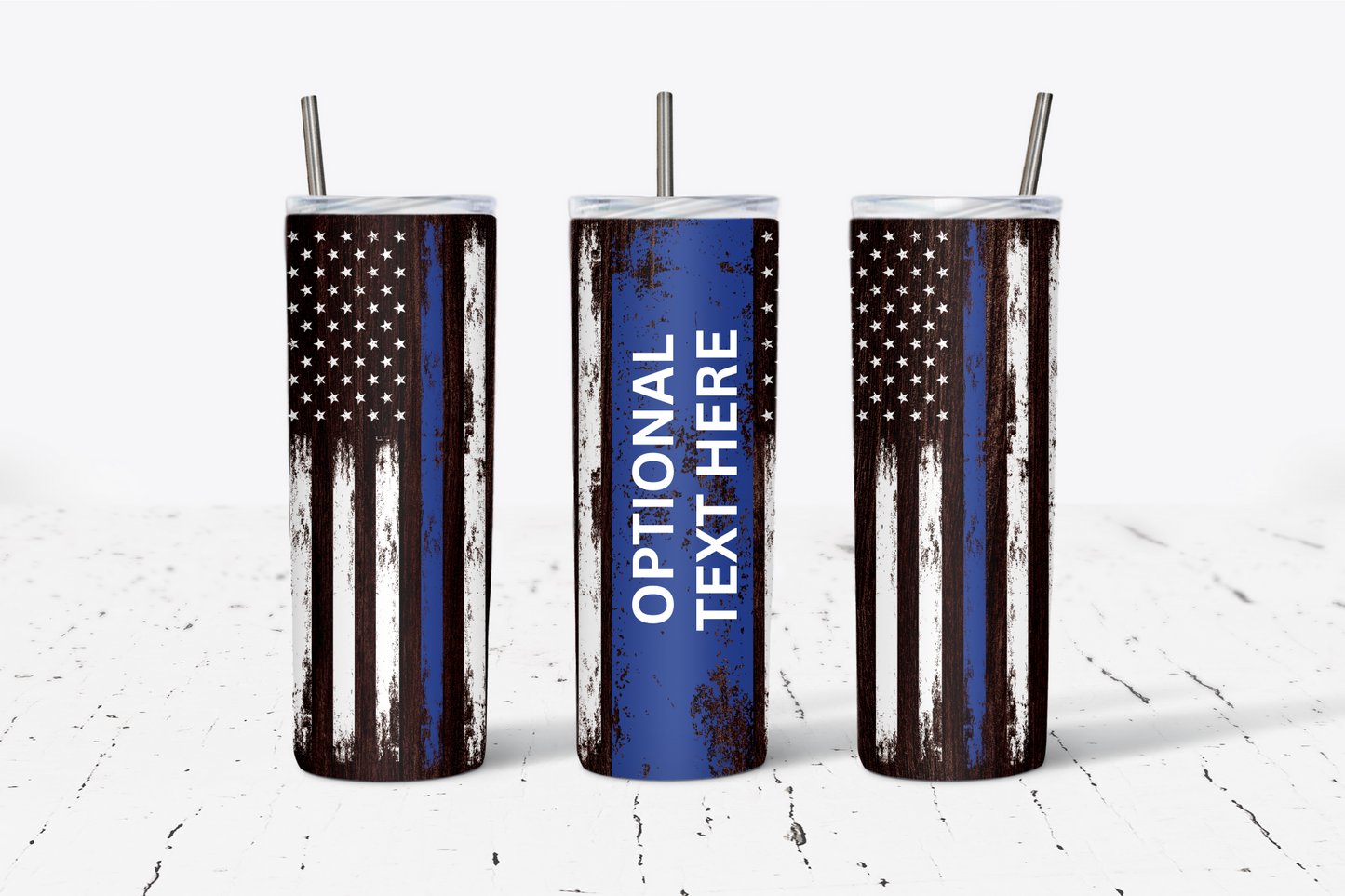 Police Blue Line Flag 20oz Tumbler