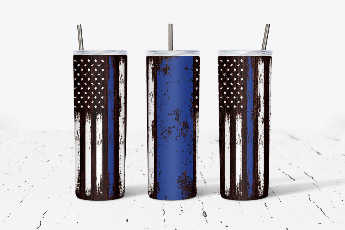 Police Blue Line Flag 20oz Tumbler