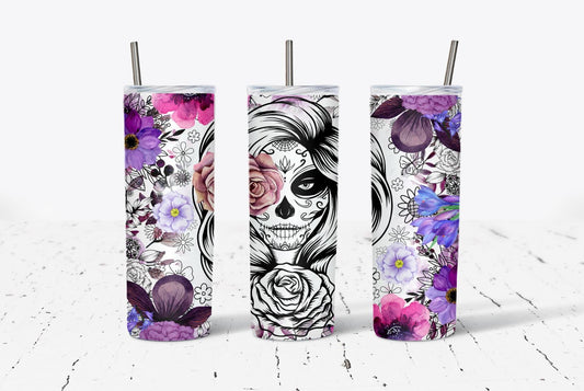 Sugar Skull Purple 20oz Stainless Steel Tumbler