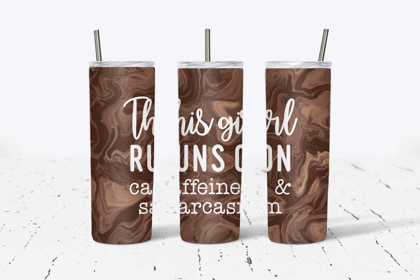 This Girl Runs On Caffeine & Sarcasm 20oz Tumbler