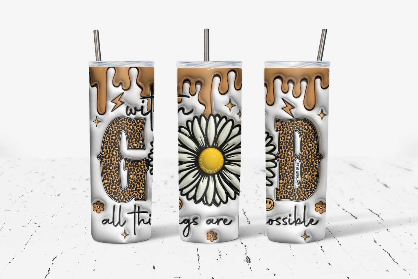 With God All Things Are Possible Sunflower 20oz Tumbler