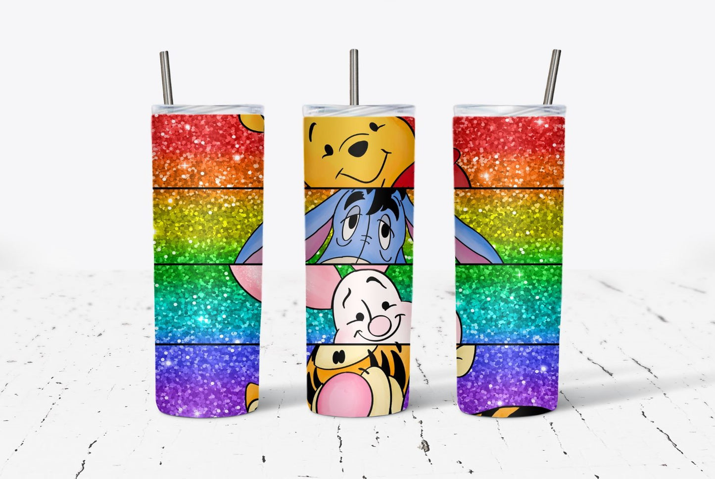 Yellow Bear and Friends Horizontal 20oz Stainless Steel Tumbler