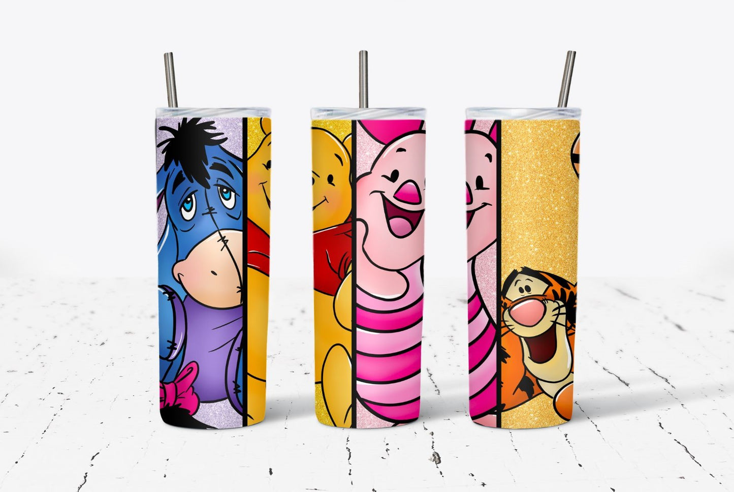 Yellow Bear and Friends Vertical 20oz Stainless Steel Tumbler