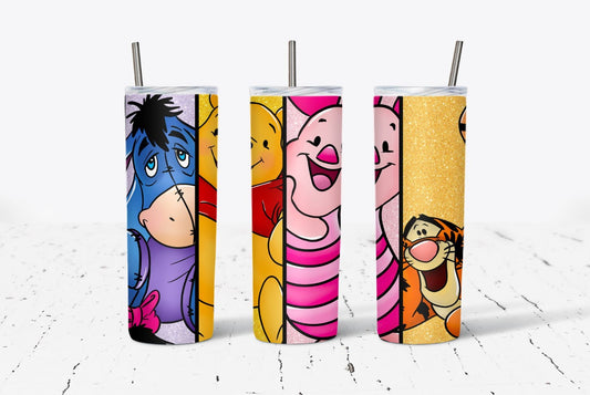 Yellow Bear and Friends Vertical 20oz Stainless Steel Tumbler