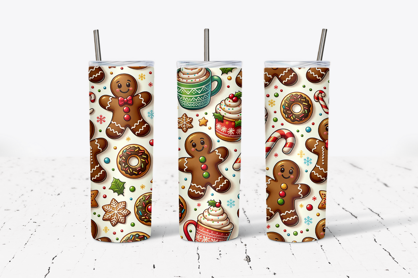 Gingerbread Man Hot Cocoa 20oz Stainless Steel Tumbler