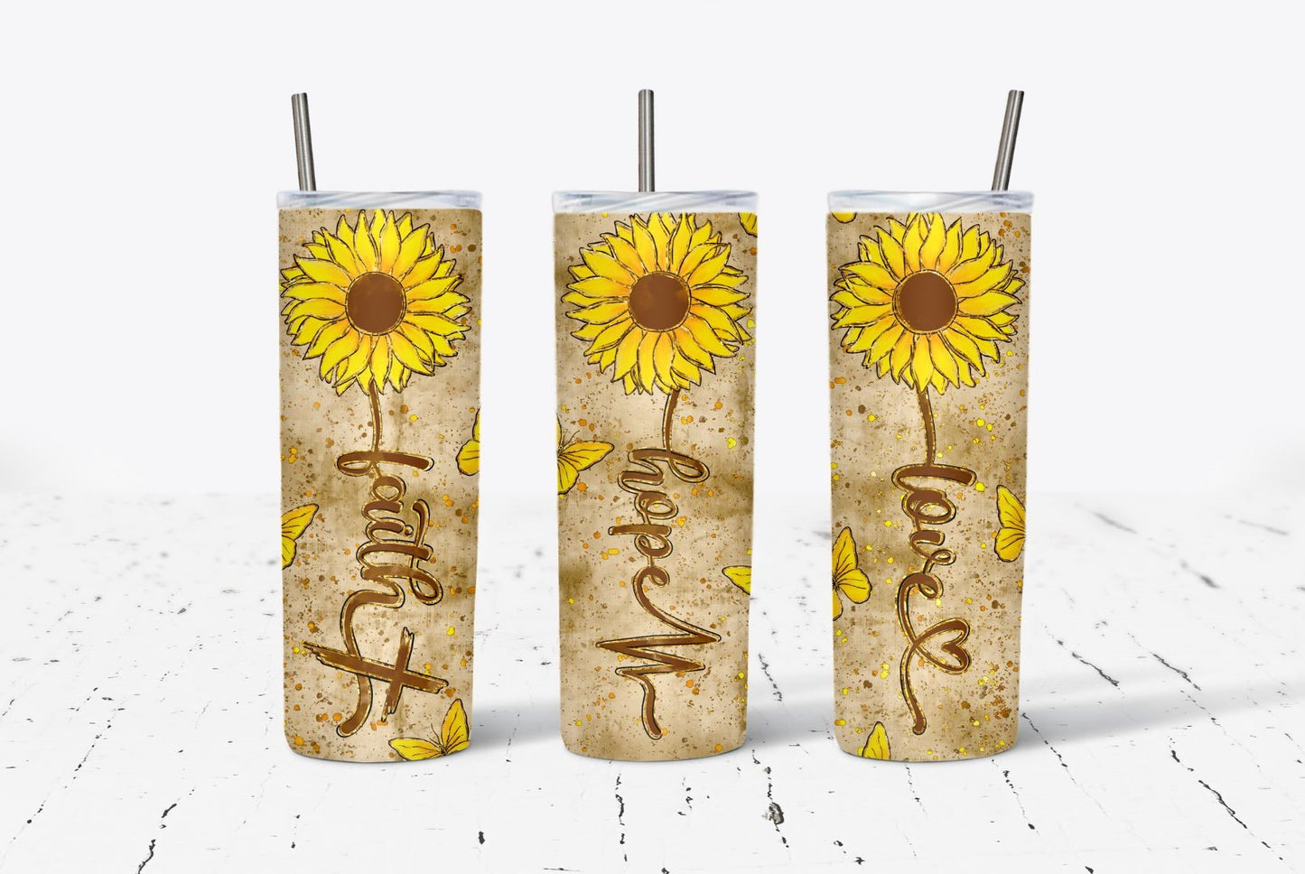 Faith Hope Love Sunflower 20oz Tumbler