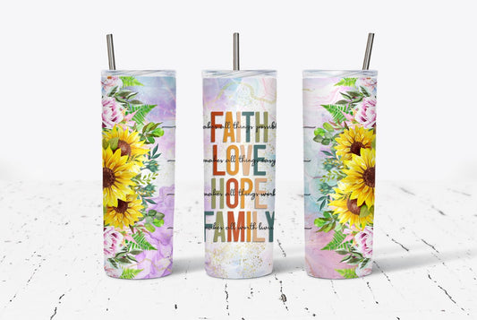 Faith Love Hope Family 20oz Stainless Steel Tumbler