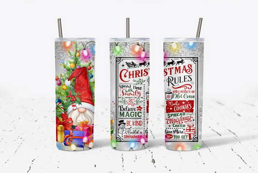 Gnome Christmas Rules 20oz Tumbler