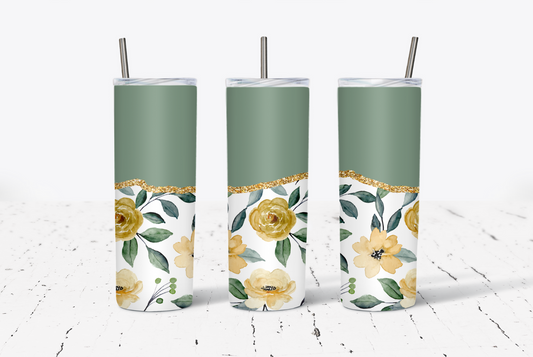 Green Yellow Flower 20oz Tumbler