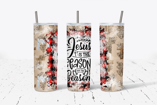 Jesus Is The Reason Red Buffalo Plaid 20oz Tumbler