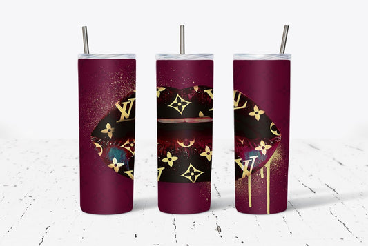 L V Lips Maroon 20oz Stainless Steel Tumbler