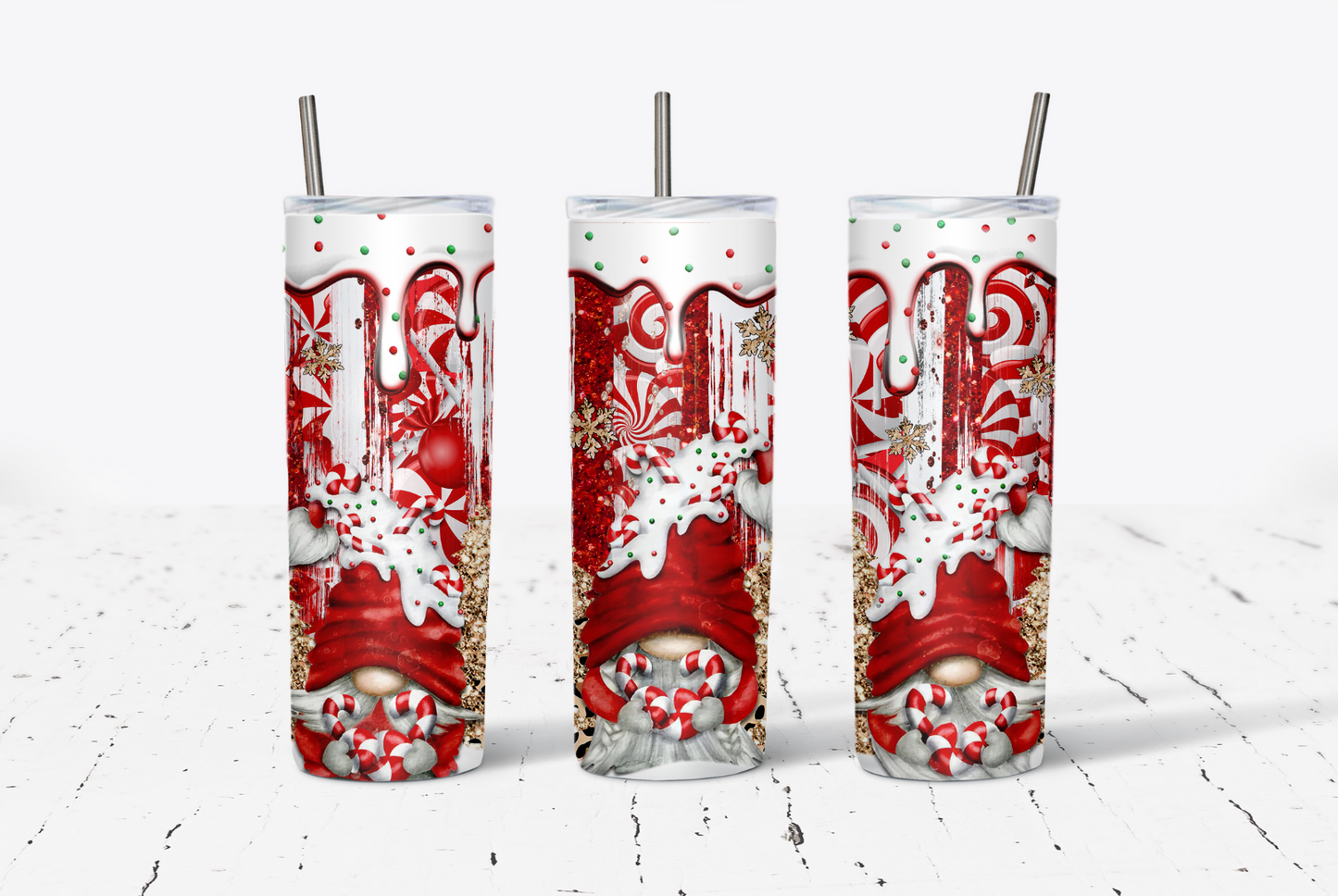 Peppermint Candy Gnomes 20oz Tumbler