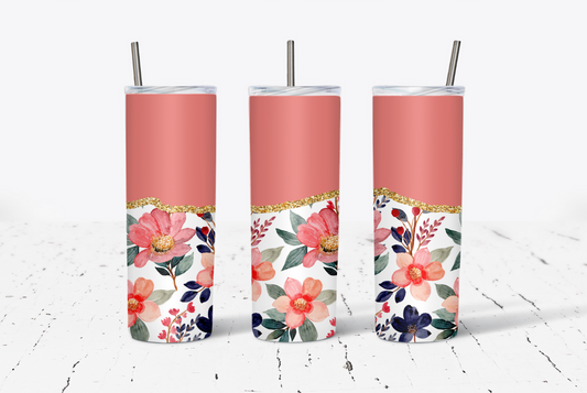 Pink Navy Flower 20oz Tumbler