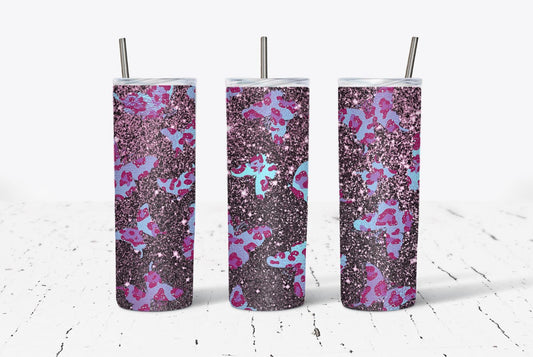 Purple Glitter Leopard Butterfly 20oz Tumbler