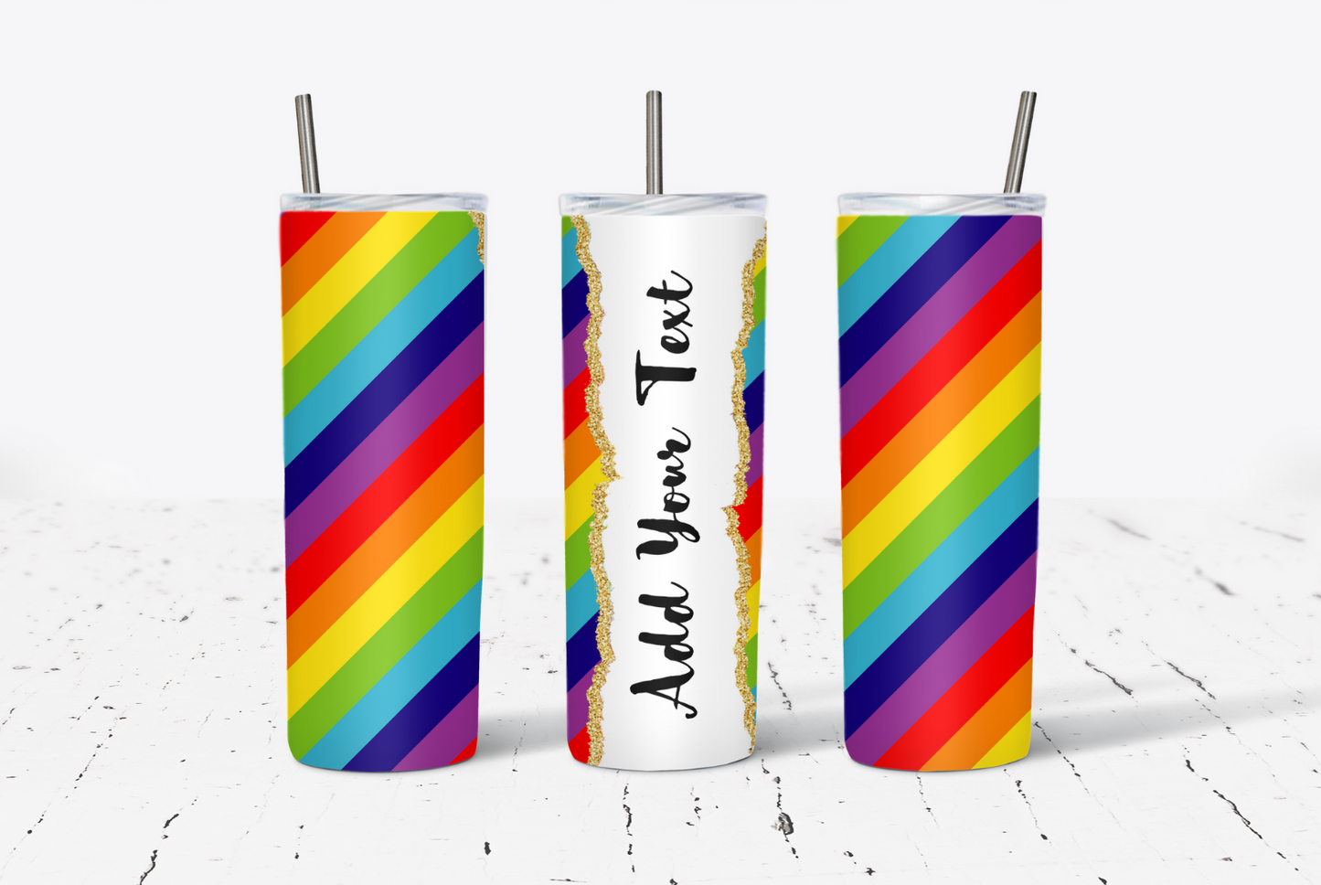 Rainbow Stripes Split CUSTOM 20oz Tumbler