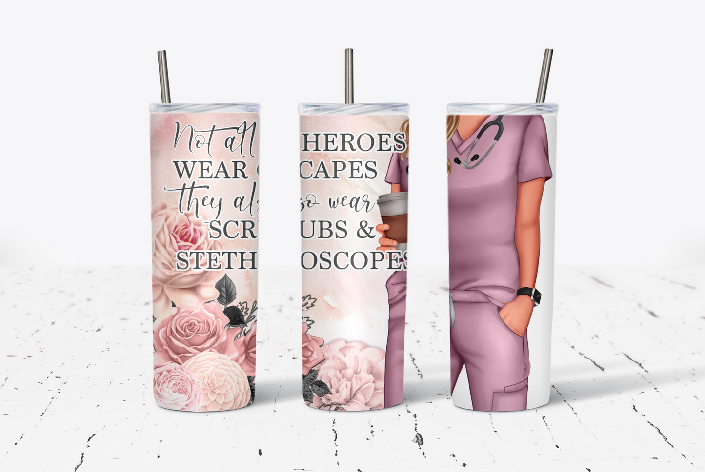 Scrubs and Stethoscopes Pink Nurse 20oz Tumbler