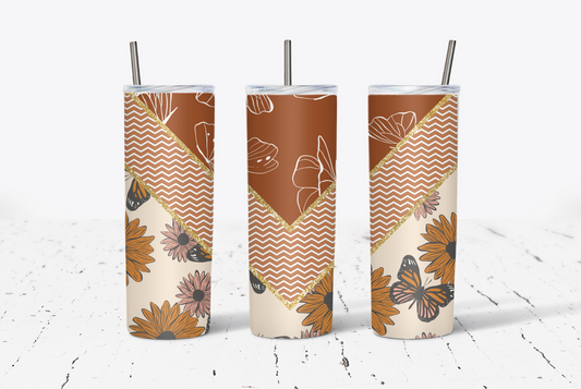 Sunflower Butterfly Chevron 20oz Tumbler