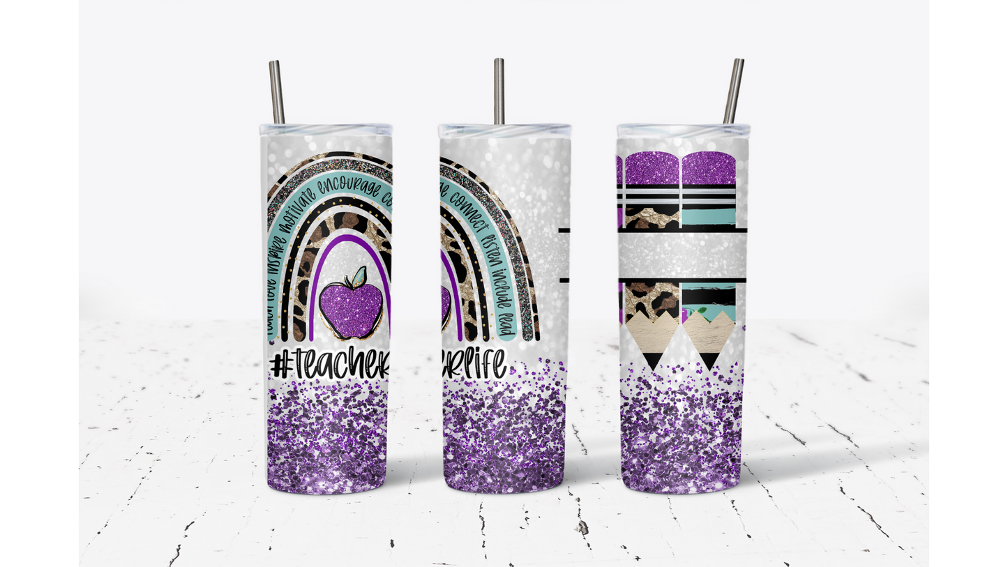 Teacher Life Purple CUSTOM 20oz Tumbler