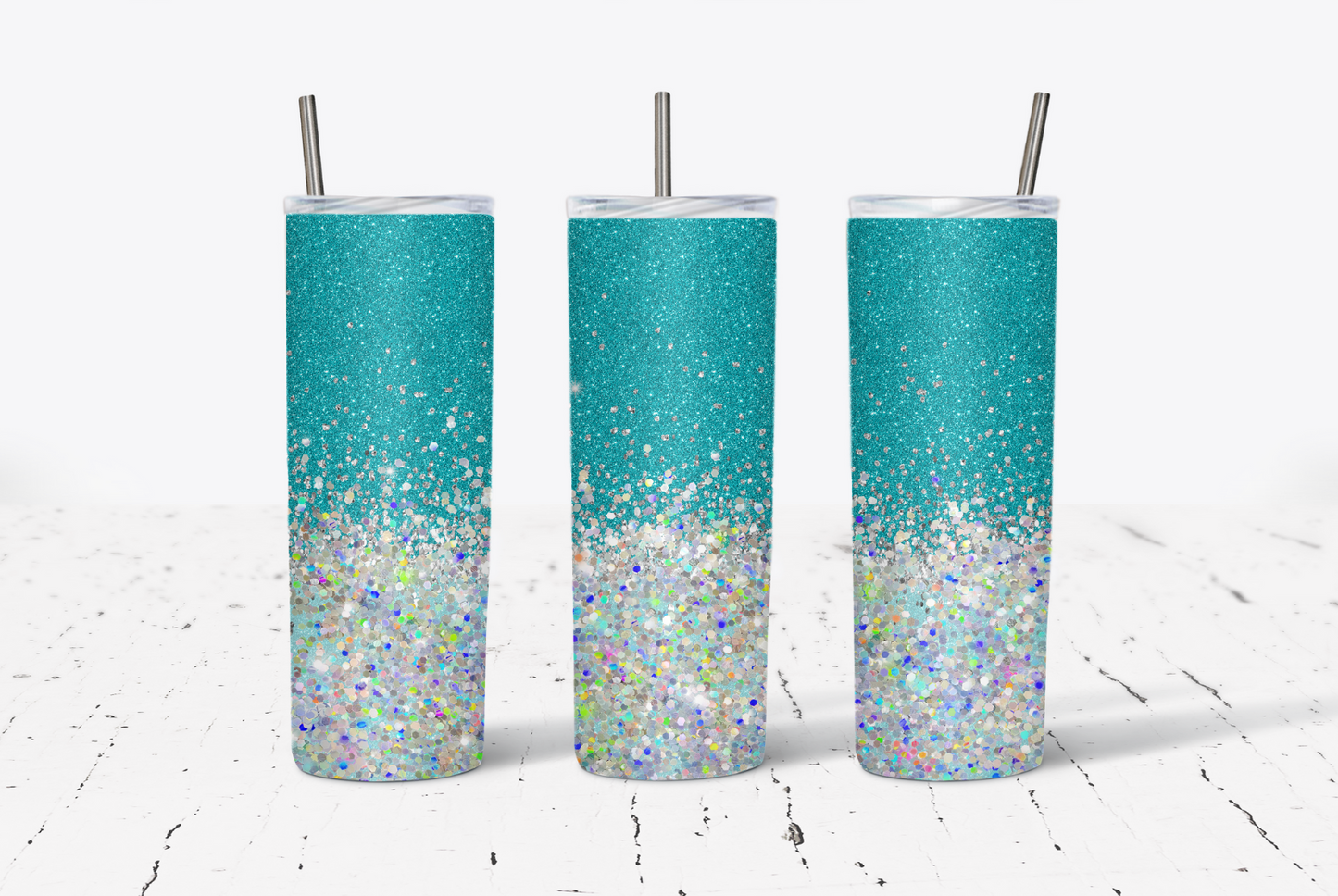 Teal Multi Glitter 20oz Tumbler