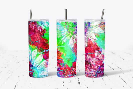 Vibrant Watercolor Sunflower 20oz Tumbler